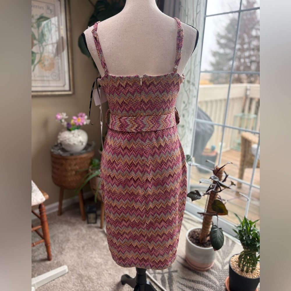 NWT Siena Studio Pink and Orange Zigzag Midi Dress - Picture 8 of 14